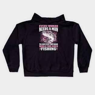 While She Goes Fishing Shirts Kids Hoodie